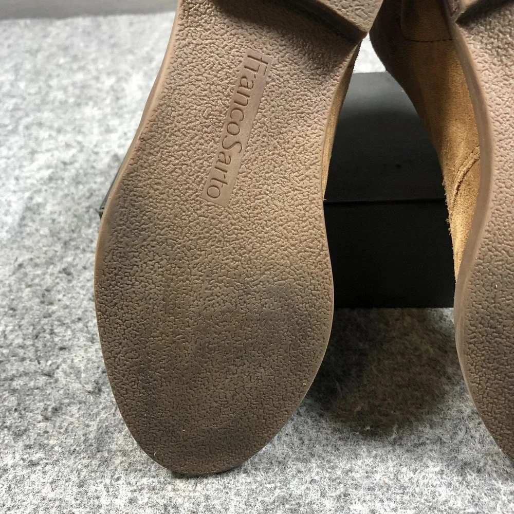 Franco Sarto Isolde Ankle Booties Womens 7.5 M Brown Suede Pull On Flat Casual